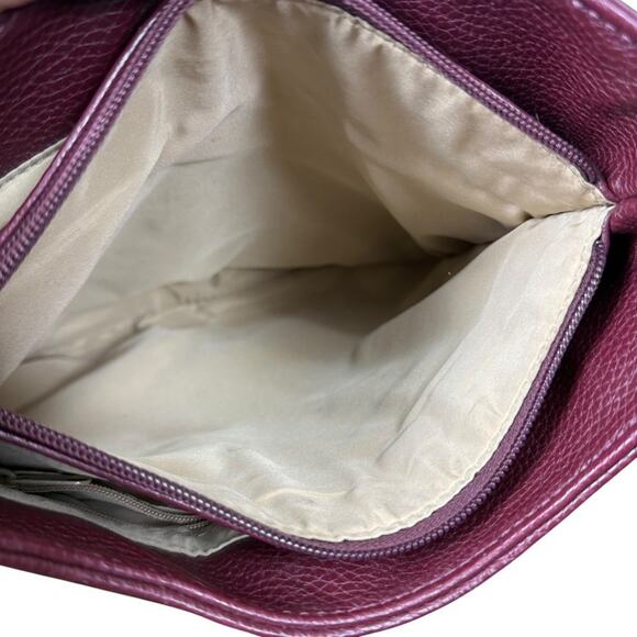 Giani Bernini Pebble Leather Burgundy Crossbody Shoulder Bag Purse Gold Tone - Picture 16 of 16